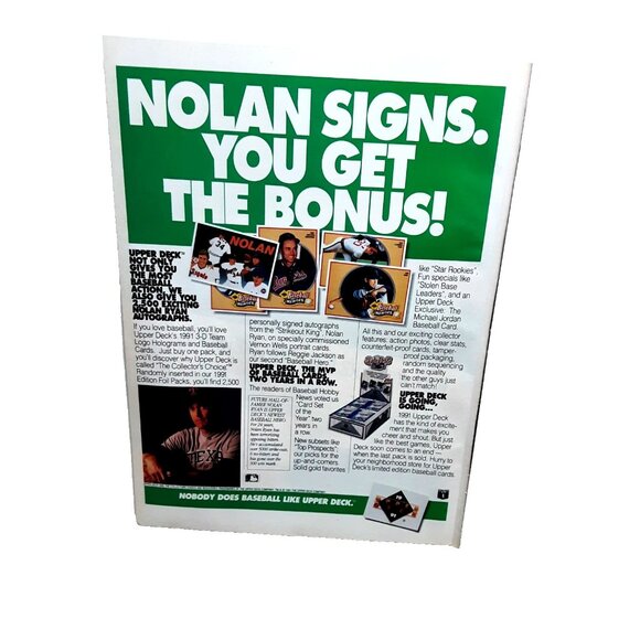 1991 Upper Deck Baseball Cards Ad Nolan Ryan Vintage Print Ad - Picture 1 of 1